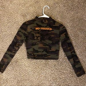 “No thanks” camouflage shirt